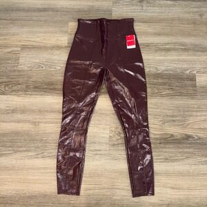 Spanx Faux Patent Leather Leggings Ruby High Rise Shaping Pants M NWT